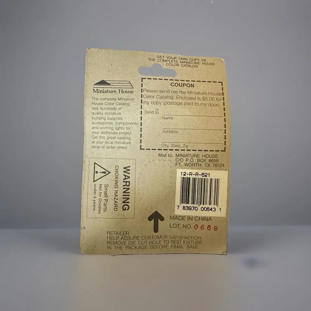 White Tiffany Table Dollhouse Table Lamp Plug In Original Box NOS 1:2 Scale
